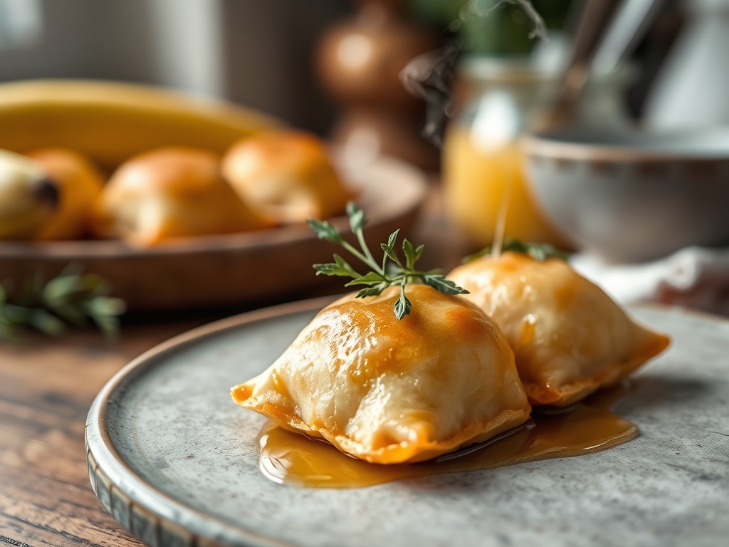 Klebrige Bananentaschen Honig