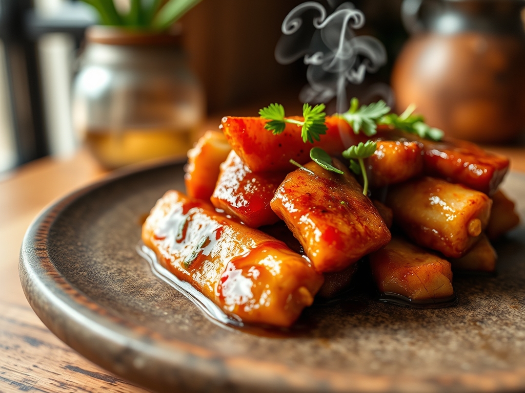 Klebrige Fleischbaellchen Teriyaki