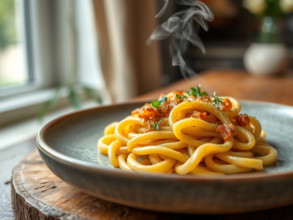 Klebrige Nudeln mit Erdnuss