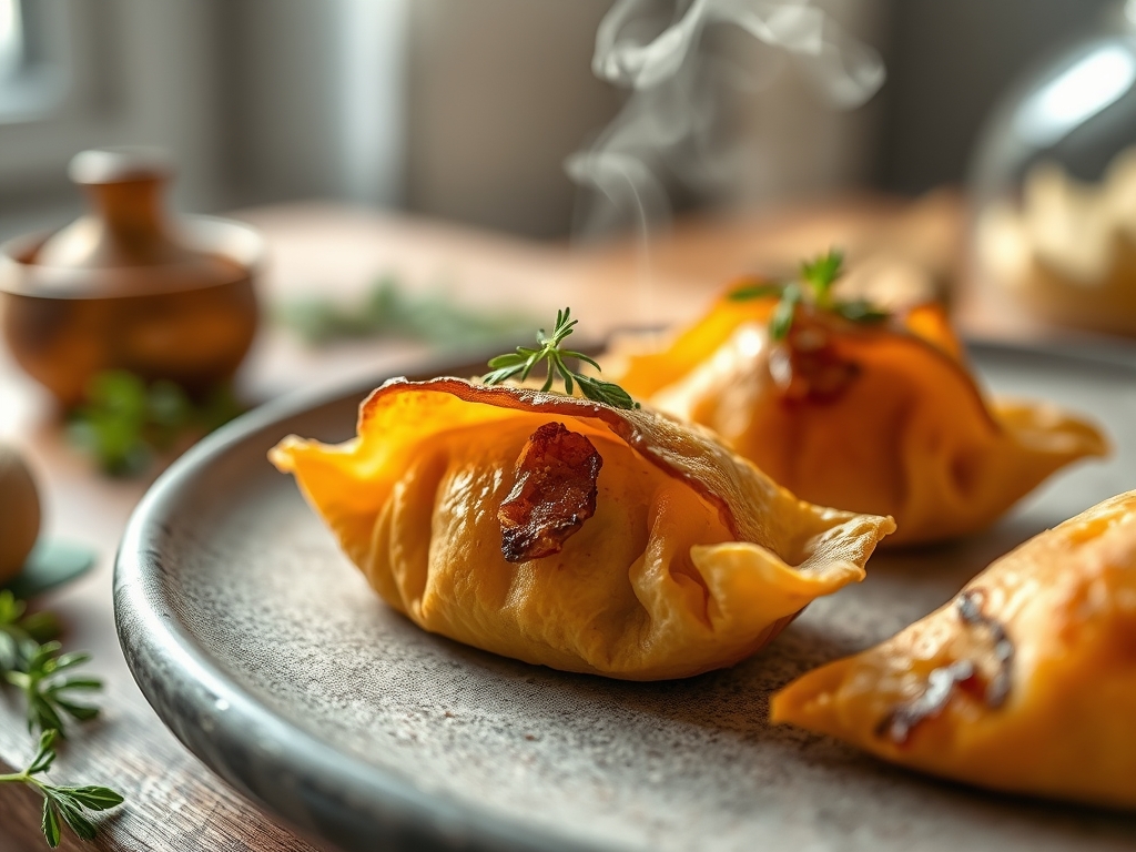 Klebrige Teigtaschen suess