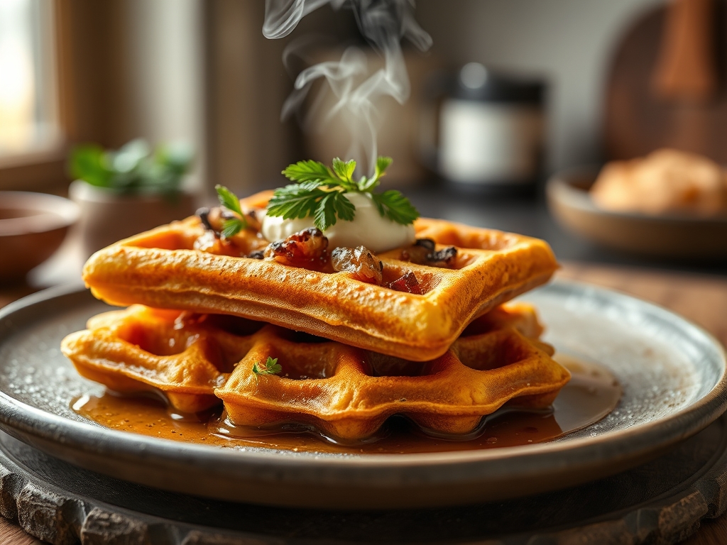 Klebrige Waffeln Ahornsirup